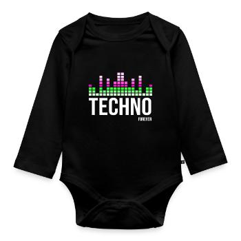 Techno - Body Bébé bio manches longues - noir - Devant