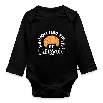 Tu m’as eu au croissant - Body Bébé bio manches longues - noir - Devant