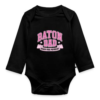 baton dad scan for payment Design for a twirling - Organic Longsleeve Baby Bodysuit - black - Front