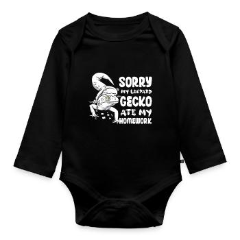 Sorry My Leopard Gecko Ate My Homework Reptile Liz - Baby Bio-Langarm-Body - Schwarz - Vorne