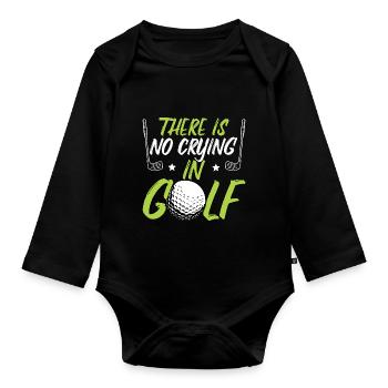 Beim Golf wird nicht geweint - Baby Bio-Langarm-Body - Schwarz - Vorne