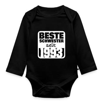 Geschwister 1993 - Baby Bio-Langarm-Body - Schwarz - Vorne