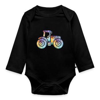 tracteur - Body Bébé bio manches longues - noir - Devant