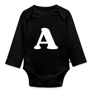 Letter a - Organic Longsleeve Baby Bodysuit - black - Front