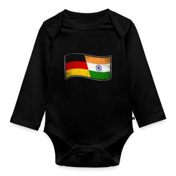 Indien Design für stolze Deutsch-Inder - Baby Bio-Langarm-Body - Schwarz - Vorne