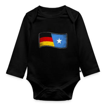 Somalia Design für stolze Deutsch-Somalier - Baby Bio-Langarm-Body - Schwarz - Vorne