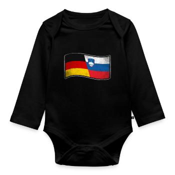 Slowenien Design für stolze Deutsch-Slowenen - Baby Bio-Langarm-Body - Schwarz - Vorne