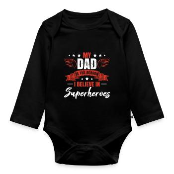 Fils Père Papa Chemise - Body Bébé bio manches longues - noir - Devant