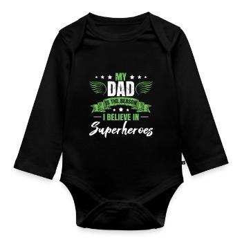 Son Dad Gift - Organic Longsleeve Baby Bodysuit - black - Front