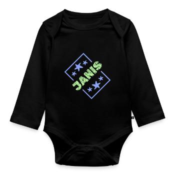 Geschenk für Janis - Baby Bio-Langarm-Body - Schwarz - Vorne