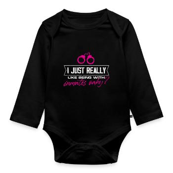 J’aime juste être avec les détenus Design - Body Bébé bio manches longues - noir - Devant