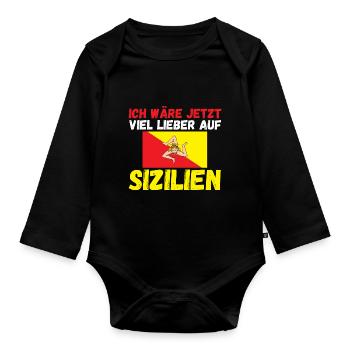 Sizilianer Sizilianisch Sizilien - Baby Bio-Langarm-Body - Schwarz - Vorne