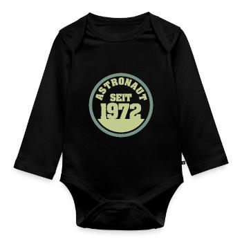 geboren 1972 - Baby Bio-Langarm-Body - Schwarz - Vorne