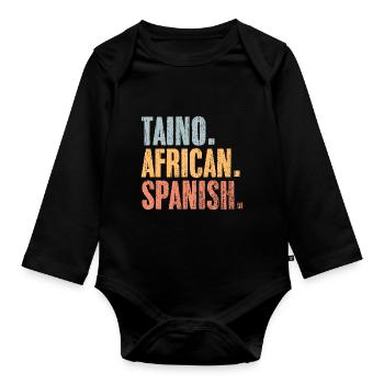 Vintage Taino African Spanish A Boricua Latino - Baby Bio-Langarm-Body - Schwarz - Vorne