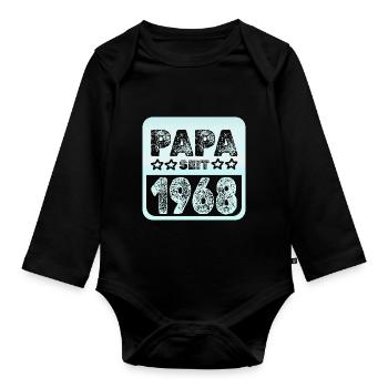 Papa 1968 - Baby Bio-Langarm-Body - Schwarz - Vorne