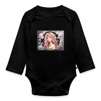 rothaariges Mädchen - Baby Bio-Langarm-Body - Schwarz - Vorne