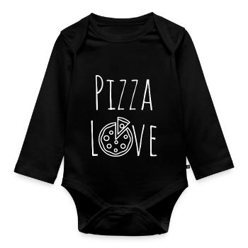Pizza Love Food Cooking Gift Idea Sayings - Organic Longsleeve Baby Bodysuit - black - Front