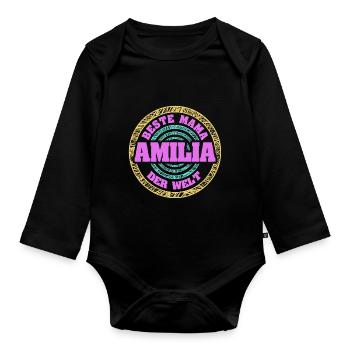 Mutter Amilia - Baby Bio-Langarm-Body - Schwarz - Vorne