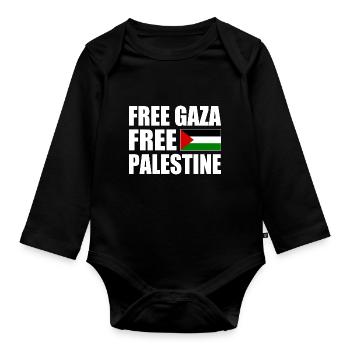 Free palestine - Body Bébé bio manches longues - noir - Devant