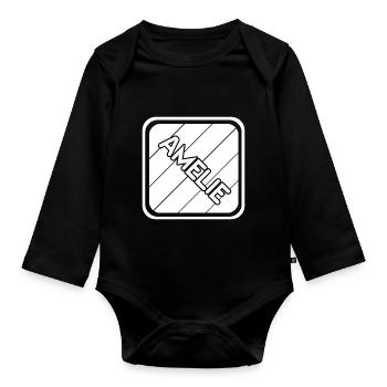 Amelie als Mädchenname - Baby Bio-Langarm-Body - Schwarz - Vorne