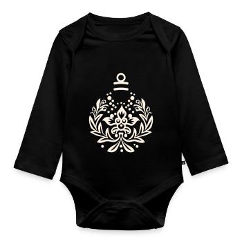 Weihnachtskugel Ornament - Baby Bio-Langarm-Body - Schwarz - Vorne