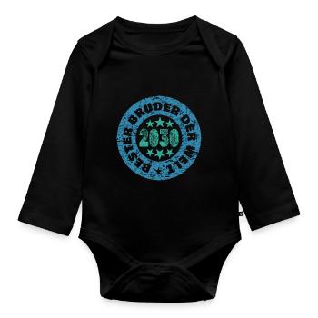 Geschwister 2030 - Baby Bio-Langarm-Body - Schwarz - Vorne
