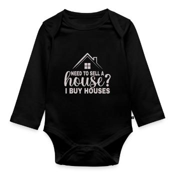 Avez-vous besoin d’une maison à vendre que j’achète - Body Bébé bio manches longues - noir - Devant