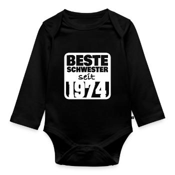 Geschwister 1974 - Baby Bio-Langarm-Body - Schwarz - Vorne
