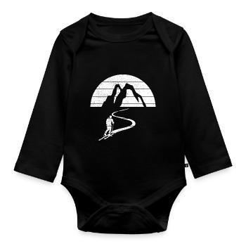 Ski Touring Winter Sports Mountain Skier Gift Skit - Organic Longsleeve Baby Bodysuit - black - Front