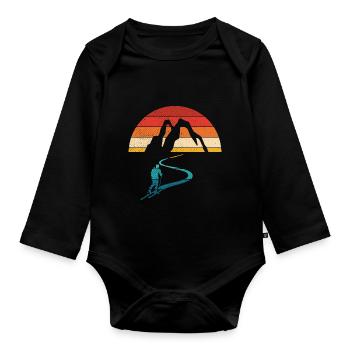 Ski Touring Winter Sports Mountain Skier Gift Skit - Organic Longsleeve Baby Bodysuit - black - Front