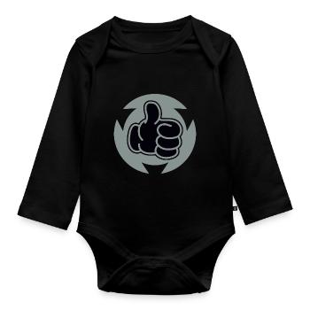 Daumen Hoch - Baby Bio-Langarm-Body - Schwarz - Vorne