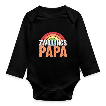 Vater Papa von Zwillingen Zwillingspapa - Baby Bio-Langarm-Body - Schwarz - Vorne