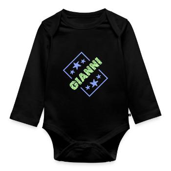 Nom du garçon Gianni - Body Bébé bio manches longues - noir - Devant