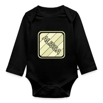 Nom de la fille Alissa - Body Bébé bio manches longues - noir - Devant