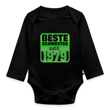 Geschwister 1979 - Baby Bio-Langarm-Body - Schwarz - Vorne