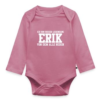 Erik Name Design - Baby Bio-Langarm-Body - Mauve - Vorne