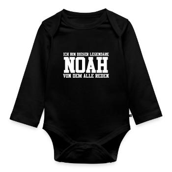Noah Name Design - Baby Bio-Langarm-Body - Schwarz - Vorne