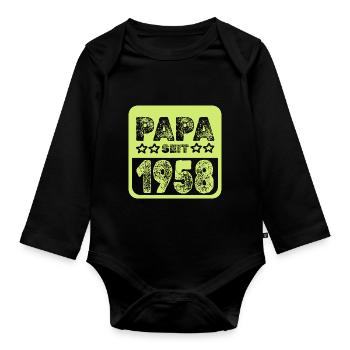 Papa 1958 - Baby Bio-Langarm-Body - Schwarz - Vorne