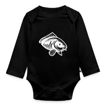 Carp modern white - Organic Longsleeve Baby Bodysuit - black - Front