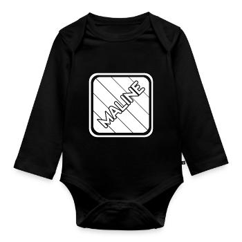 First name Maline - Organic Longsleeve Baby Bodysuit - black - Front