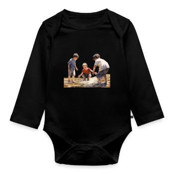 Een onbezorgde jeugd is een geschenk - Baby bio-rompertje met lange mouwen - zwart - Voor