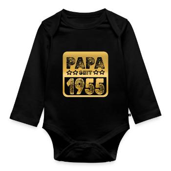 Papa 1955 - Baby Bio-Langarm-Body - Schwarz - Vorne