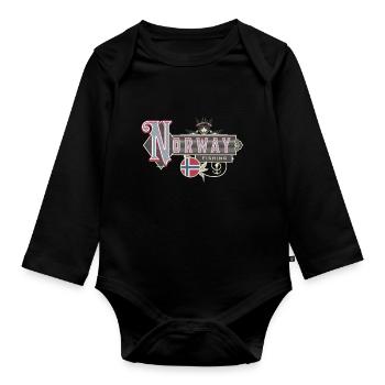 Norway Fishing Angler Fishing Trip - Organic Longsleeve Baby Bodysuit - black - Front