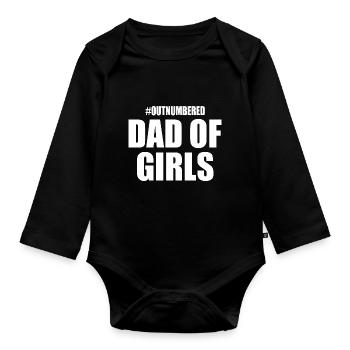 Dad of girls outnumbered - Body Bébé bio manches longues - noir - Devant
