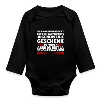 Jugendweihe Jugend Konfirmation Geschenk - Baby Bio-Langarm-Body - Schwarz - Vorne