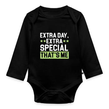 Happy Birthday Schaltjahr 29. Februar Schalttag - Baby Bio-Langarm-Body - Schwarz - Vorne