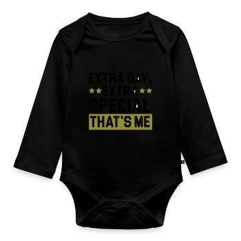 Happy Birthday Schaltjahr 29. Februar Schalttag - Baby Bio-Langarm-Body - Schwarz - Vorne