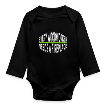 Bday cadeau dictons charpentier citations Tshirts - Body Bébé bio manches longues - noir - Devant