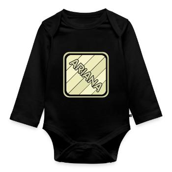 Nom de la fille Ariana - Body Bébé bio manches longues - noir - Devant