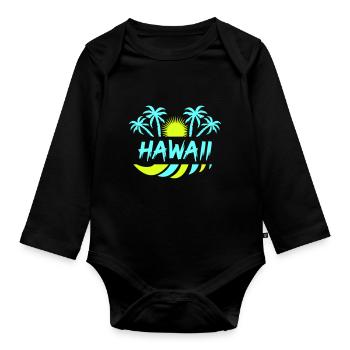 hawaii - Baby Bio-Langarm-Body - Schwarz - Vorne